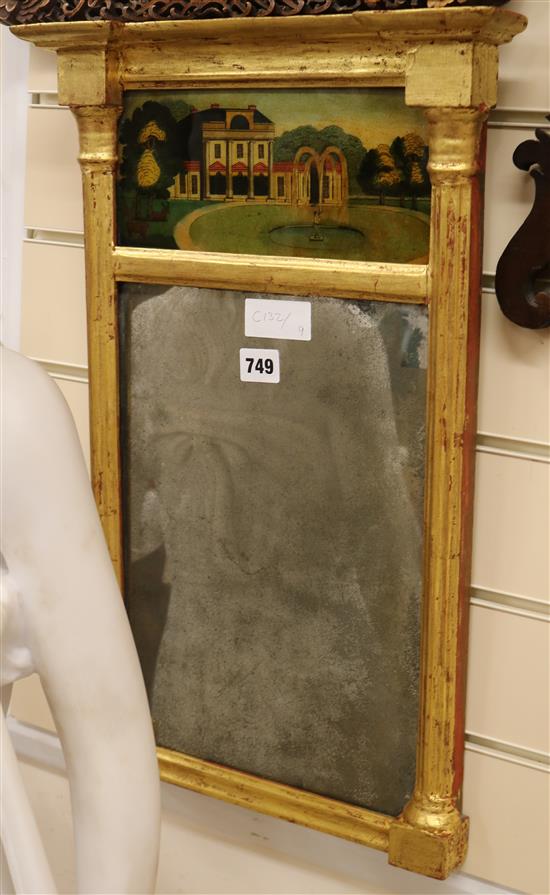 A Regency reverse printed mirror W.35cm